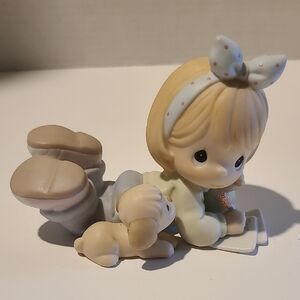 Precious Moments Collectors Club Figurine with Puppy - Pastel Yellow & Blue